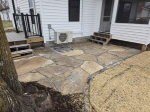 Backyard flagstone patio