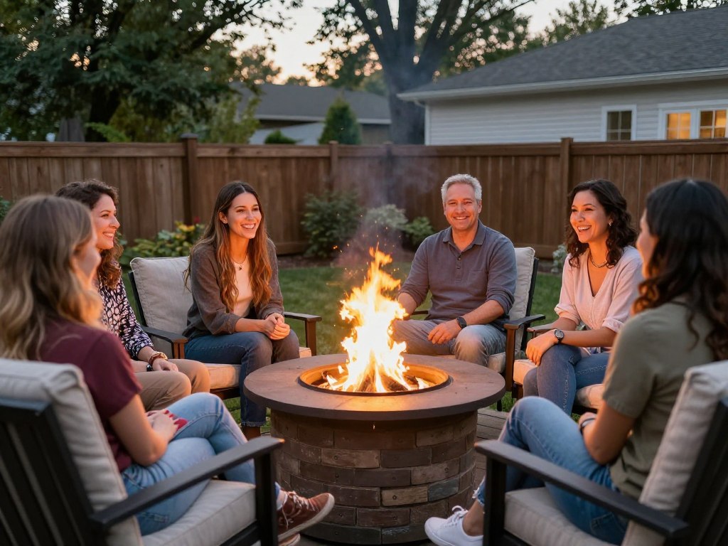 Homeowners enjoying new outdoor fire pit in Alexandria Minnesota