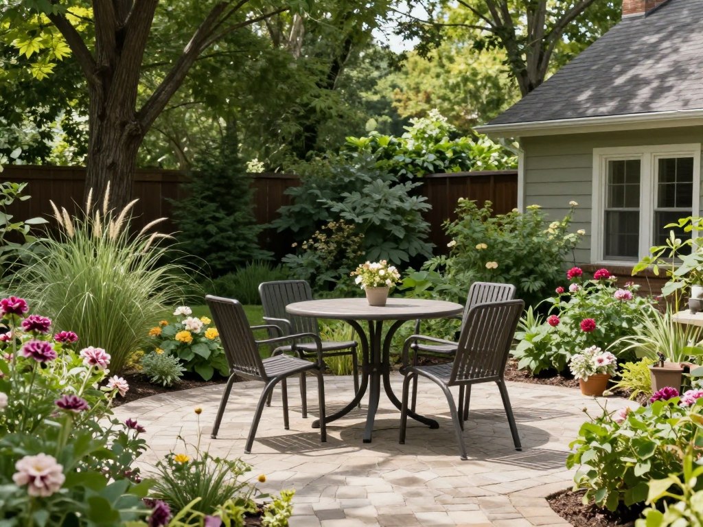 Intimate paver patio design in Alexandria MN garden setting