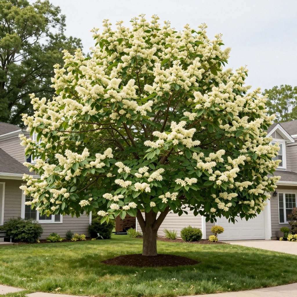 Linden tree flowering in Alexandria Minnesota yard Linden tree flowering in Alexandria Minnesota yard