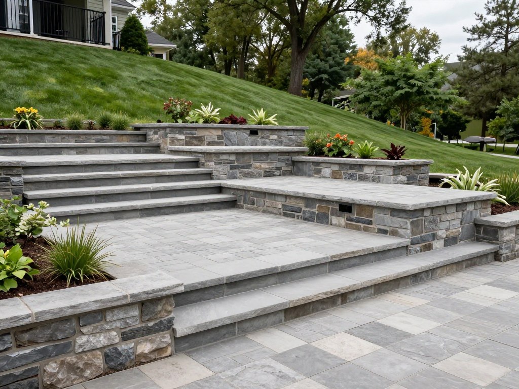 Multi-level paver patio with steps in Alexandria MN